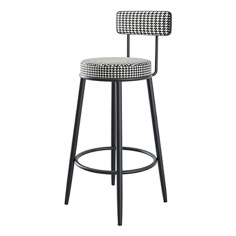 Modern Armless Backrest Counter Stool Iron Kitchen Bar Stool with Velvet Cushion and Pedal Black White 1 Piece Clearhalo 'Bar Furniture' 'Bar Stools' 'bar_stools' 'furn' 'furn_bar_stools' 'Furniture' 'furniture_bar_stools' 'Kitchen & Dining Furniture' 4829932