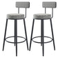 Modern Armless Backrest Counter Stool Iron Kitchen Bar Stool with Velvet Cushion and Pedal Black White 2 Piece Set Clearhalo 'Bar Furniture' 'Bar Stools' 'bar_stools' 'furn' 'furn_bar_stools' 'Furniture' 'furniture_bar_stools' 'Kitchen & Dining Furniture' 4829933