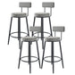 Modern Armless Backrest Counter Stool Iron Kitchen Bar Stool with Velvet Cushion and Pedal Black White 4 Piece Set Clearhalo 'Bar Furniture' 'Bar Stools' 'bar_stools' 'furn' 'furn_bar_stools' 'Furniture' 'furniture_bar_stools' 'Kitchen & Dining Furniture' 4829934