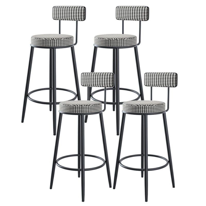 Modern Armless Backrest Counter Stool Iron Kitchen Bar Stool with Velvet Cushion and Pedal Black White 4 Piece Set Clearhalo 'Bar Furniture' 'Bar Stools' 'bar_stools' 'furn' 'furn_bar_stools' 'Furniture' 'furniture_bar_stools' 'Kitchen & Dining Furniture' 4829934