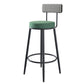 Modern Armless Backrest Counter Stool Iron Kitchen Bar Stool with Velvet Cushion and Pedal Blackish Green 1 Piece Clearhalo 'Bar Furniture' 'Bar Stools' 'bar_stools' 'furn' 'furn_bar_stools' 'Furniture' 'furniture_bar_stools' 'Kitchen & Dining Furniture' 4829935