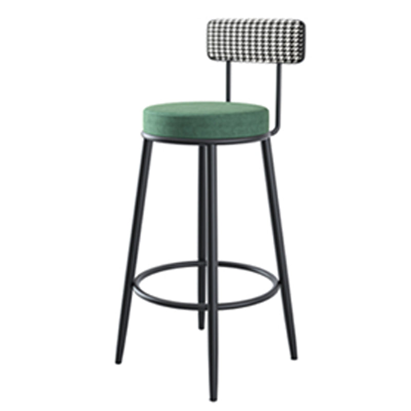Modern Armless Backrest Counter Stool Iron Kitchen Bar Stool with Velvet Cushion and Pedal Blackish Green 1 Piece Clearhalo 'Bar Furniture' 'Bar Stools' 'bar_stools' 'furn' 'furn_bar_stools' 'Furniture' 'furniture_bar_stools' 'Kitchen & Dining Furniture' 4829935