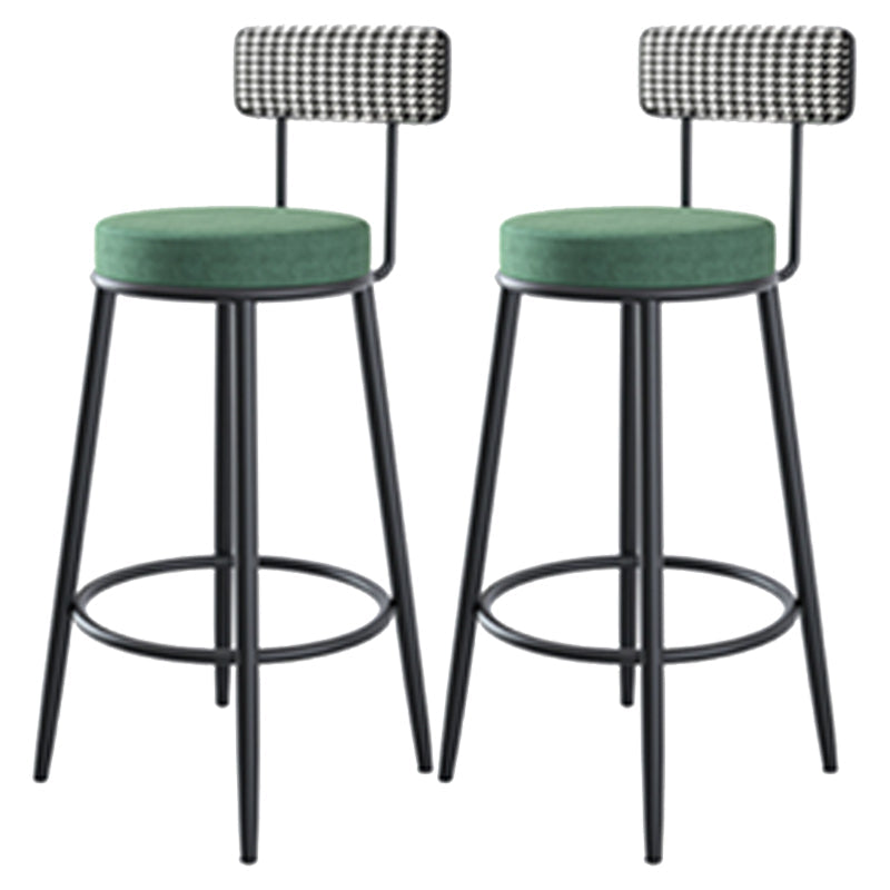 Modern Armless Backrest Counter Stool Iron Kitchen Bar Stool with Velvet Cushion and Pedal Blackish Green 2 Piece Set Clearhalo 'Bar Furniture' 'Bar Stools' 'bar_stools' 'furn' 'furn_bar_stools' 'Furniture' 'furniture_bar_stools' 'Kitchen & Dining Furniture' 4829936