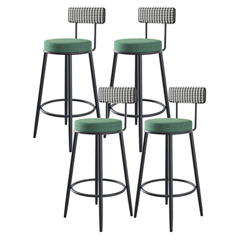Modern Armless Backrest Counter Stool Iron Kitchen Bar Stool with Velvet Cushion and Pedal Blackish Green 4 Piece Set Clearhalo 'Bar Furniture' 'Bar Stools' 'bar_stools' 'furn' 'furn_bar_stools' 'Furniture' 'furniture_bar_stools' 'Kitchen & Dining Furniture' 4829937