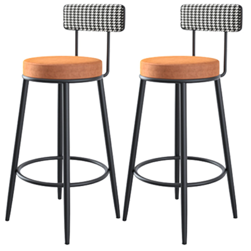 Modern Armless Backrest Counter Stool Iron Kitchen Bar Stool with Velvet Cushion and Pedal Orange 2 Piece Set Clearhalo 'Bar Furniture' 'Bar Stools' 'bar_stools' 'furn' 'furn_bar_stools' 'Furniture' 'furniture_bar_stools' 'Kitchen & Dining Furniture' 4829939