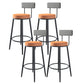 Modern Armless Backrest Counter Stool Iron Kitchen Bar Stool with Velvet Cushion and Pedal Orange 4 Piece Set Clearhalo 'Bar Furniture' 'Bar Stools' 'bar_stools' 'furn' 'furn_bar_stools' 'Furniture' 'furniture_bar_stools' 'Kitchen & Dining Furniture' 4829940