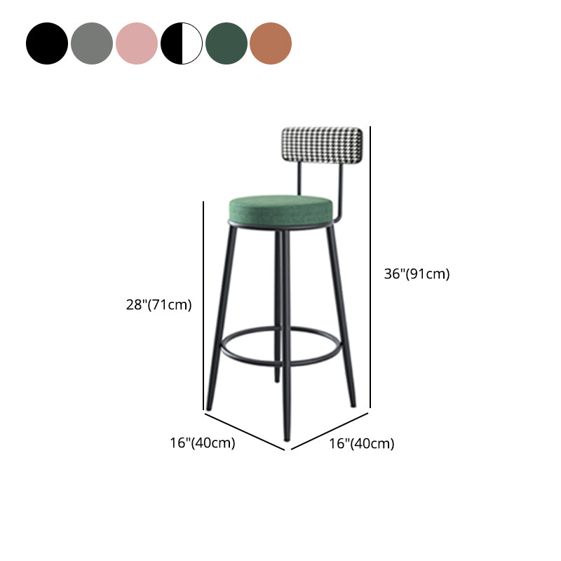 Modern Armless Backrest Counter Stool Iron Kitchen Bar Stool with Velvet Cushion and Pedal Clearhalo 'Bar Furniture' 'Bar Stools' 'bar_stools' 'furn' 'furn_bar_stools' 'Furniture' 'furniture_bar_stools' 'Kitchen & Dining Furniture' 4829942