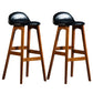 Contemporary 29-inch Upholstered Barstool Rubberwood Footrest Home Stool Black Brown 2 Piece Set Clearhalo 'Bar Furniture' 'Bar Stools' 'bar_stools' 'furn' 'furn_bar_stools' 'Furniture' 'furniture_bar_stools' 'Kitchen & Dining Furniture' 4829946