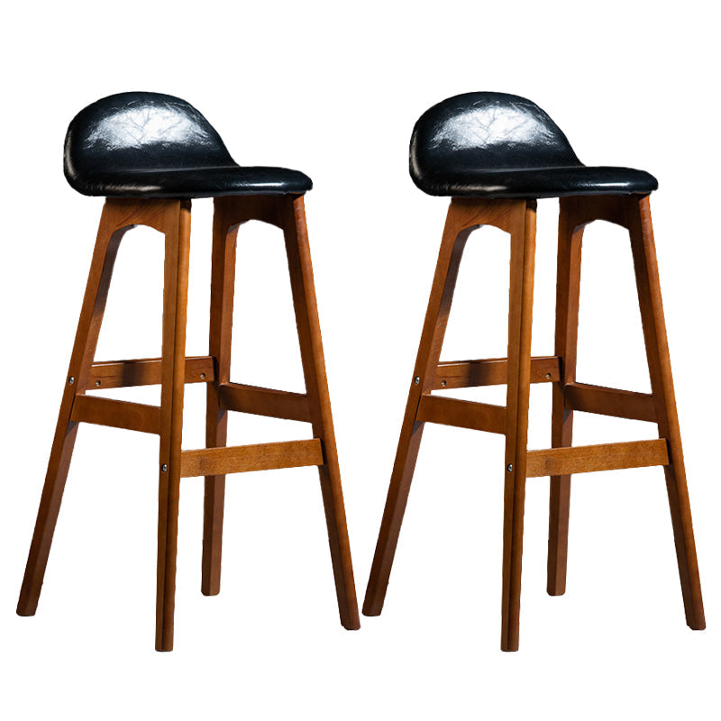 Contemporary 29-inch Upholstered Barstool Rubberwood Footrest Home Stool Black Brown 2 Piece Set Clearhalo 'Bar Furniture' 'Bar Stools' 'bar_stools' 'furn' 'furn_bar_stools' 'Furniture' 'furniture_bar_stools' 'Kitchen & Dining Furniture' 4829946