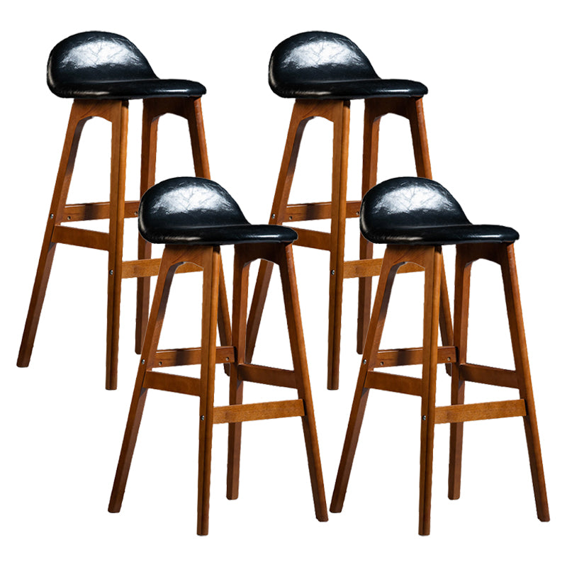 Contemporary 29-inch Upholstered Barstool Rubberwood Footrest Home Stool Black Brown 4 Piece Set Clearhalo 'Bar Furniture' 'Bar Stools' 'bar_stools' 'furn' 'furn_bar_stools' 'Furniture' 'furniture_bar_stools' 'Kitchen & Dining Furniture' 4829948