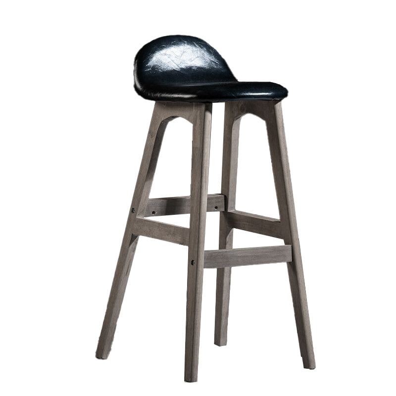 Contemporary 29-inch Upholstered Barstool Rubberwood Footrest Home Stool Black Gray 1 Piece Clearhalo 'Bar Furniture' 'Bar Stools' 'bar_stools' 'furn' 'furn_bar_stools' 'Furniture' 'furniture_bar_stools' 'Kitchen & Dining Furniture' 4829951