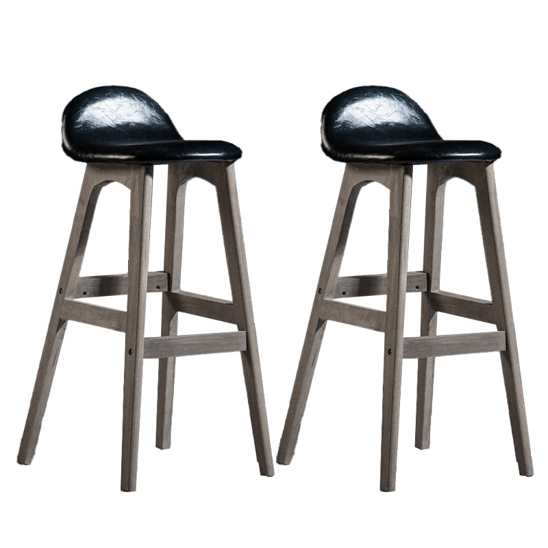 Contemporary 29-inch Upholstered Barstool Rubberwood Footrest Home Stool Black Gray 2 Piece Set Clearhalo 'Bar Furniture' 'Bar Stools' 'bar_stools' 'furn' 'furn_bar_stools' 'Furniture' 'furniture_bar_stools' 'Kitchen & Dining Furniture' 4829952