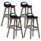 Contemporary 29-inch Upholstered Barstool Rubberwood Footrest Home Stool Black Gray 4 Piece Set Clearhalo 'Bar Furniture' 'Bar Stools' 'bar_stools' 'furn' 'furn_bar_stools' 'Furniture' 'furniture_bar_stools' 'Kitchen & Dining Furniture' 4829954