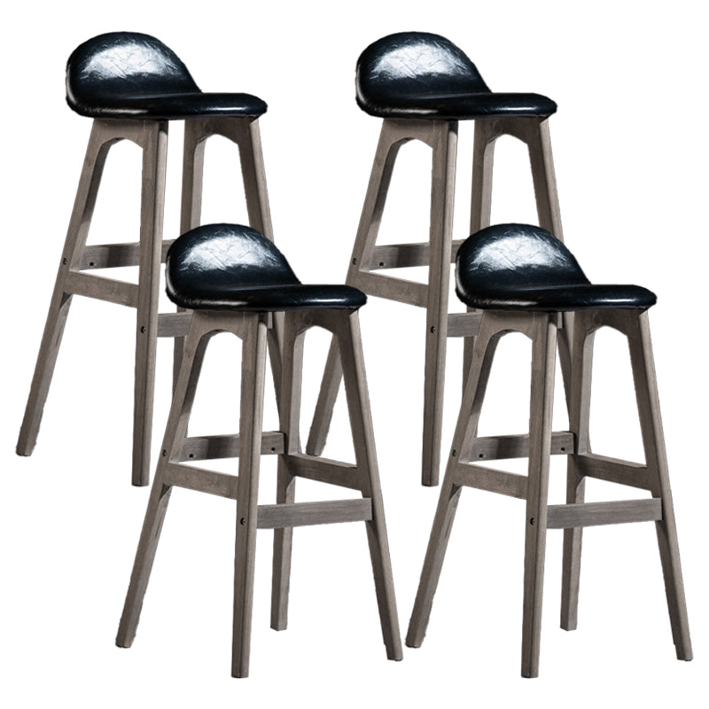 Contemporary 29-inch Upholstered Barstool Rubberwood Footrest Home Stool Black Gray 4 Piece Set Clearhalo 'Bar Furniture' 'Bar Stools' 'bar_stools' 'furn' 'furn_bar_stools' 'Furniture' 'furniture_bar_stools' 'Kitchen & Dining Furniture' 4829954