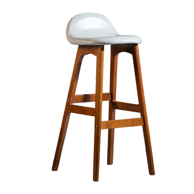 Contemporary 29-inch Upholstered Barstool Rubberwood Footrest Home Stool White Brown 1 Piece Clearhalo 'Bar Furniture' 'Bar Stools' 'bar_stools' 'furn' 'furn_bar_stools' 'Furniture' 'furniture_bar_stools' 'Kitchen & Dining Furniture' 4829956