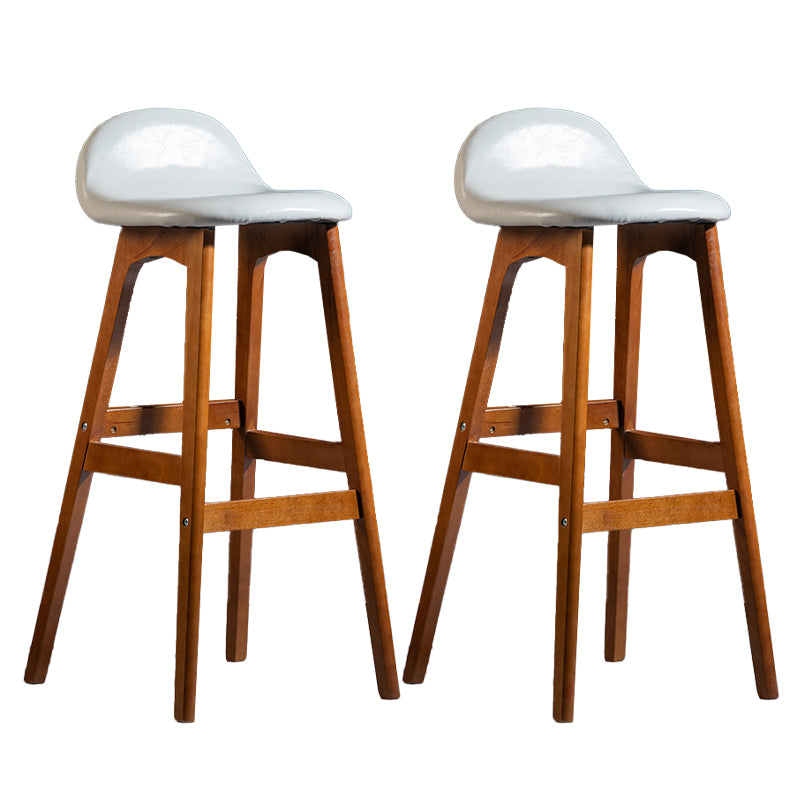 Contemporary 29-inch Upholstered Barstool Rubberwood Footrest Home Stool White Brown 2 Piece Set Clearhalo 'Bar Furniture' 'Bar Stools' 'bar_stools' 'furn' 'furn_bar_stools' 'Furniture' 'furniture_bar_stools' 'Kitchen & Dining Furniture' 4829958