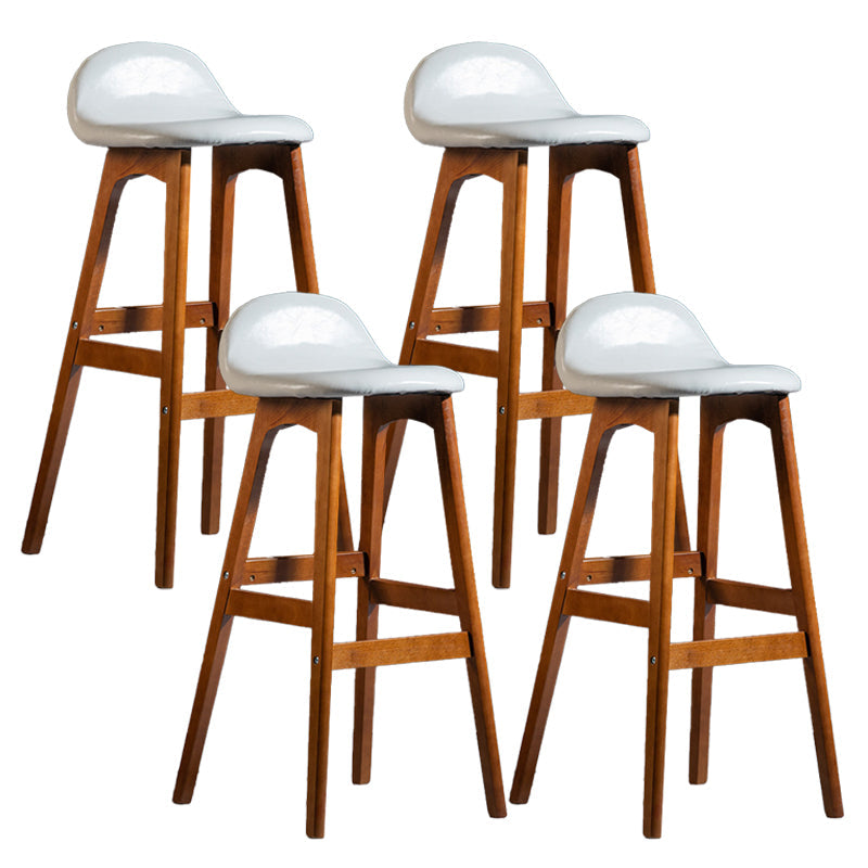 Contemporary 29-inch Upholstered Barstool Rubberwood Footrest Home Stool White Brown 4 Piece Set Clearhalo 'Bar Furniture' 'Bar Stools' 'bar_stools' 'furn' 'furn_bar_stools' 'Furniture' 'furniture_bar_stools' 'Kitchen & Dining Furniture' 4829960