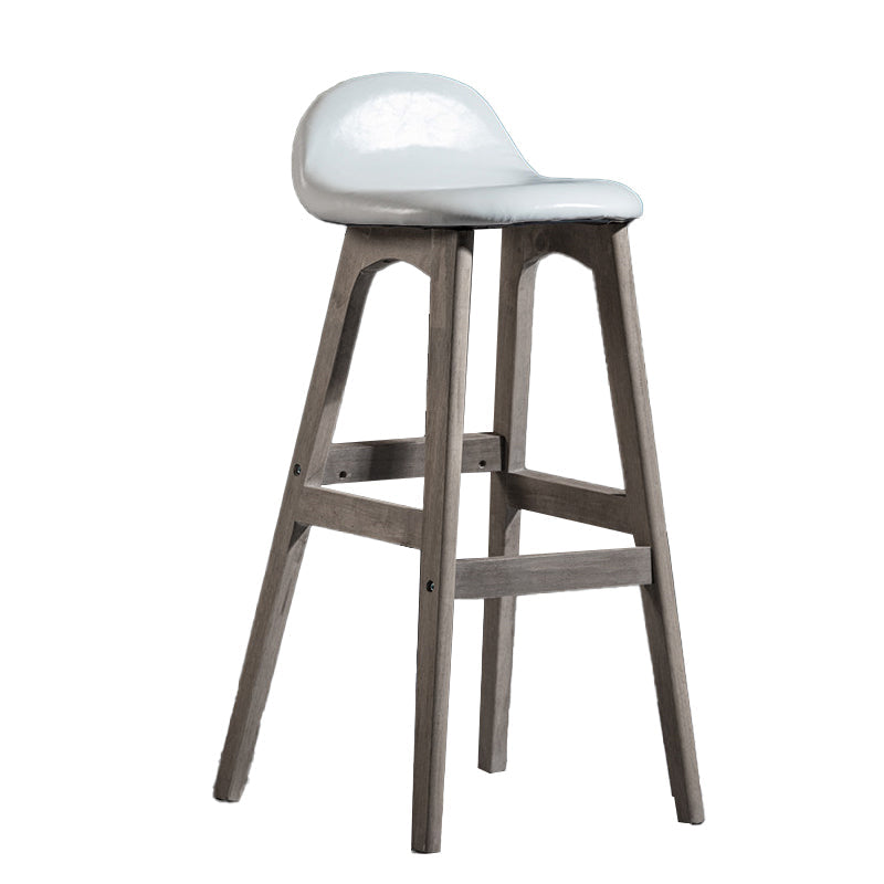 Contemporary 29-inch Upholstered Barstool Rubberwood Footrest Home Stool White Gray 1 Piece Clearhalo 'Bar Furniture' 'Bar Stools' 'bar_stools' 'furn' 'furn_bar_stools' 'Furniture' 'furniture_bar_stools' 'Kitchen & Dining Furniture' 4829963