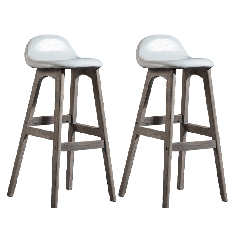 Contemporary 29-inch Upholstered Barstool Rubberwood Footrest Home Stool White Gray 2 Piece Set Clearhalo 'Bar Furniture' 'Bar Stools' 'bar_stools' 'furn' 'furn_bar_stools' 'Furniture' 'furniture_bar_stools' 'Kitchen & Dining Furniture' 4829964