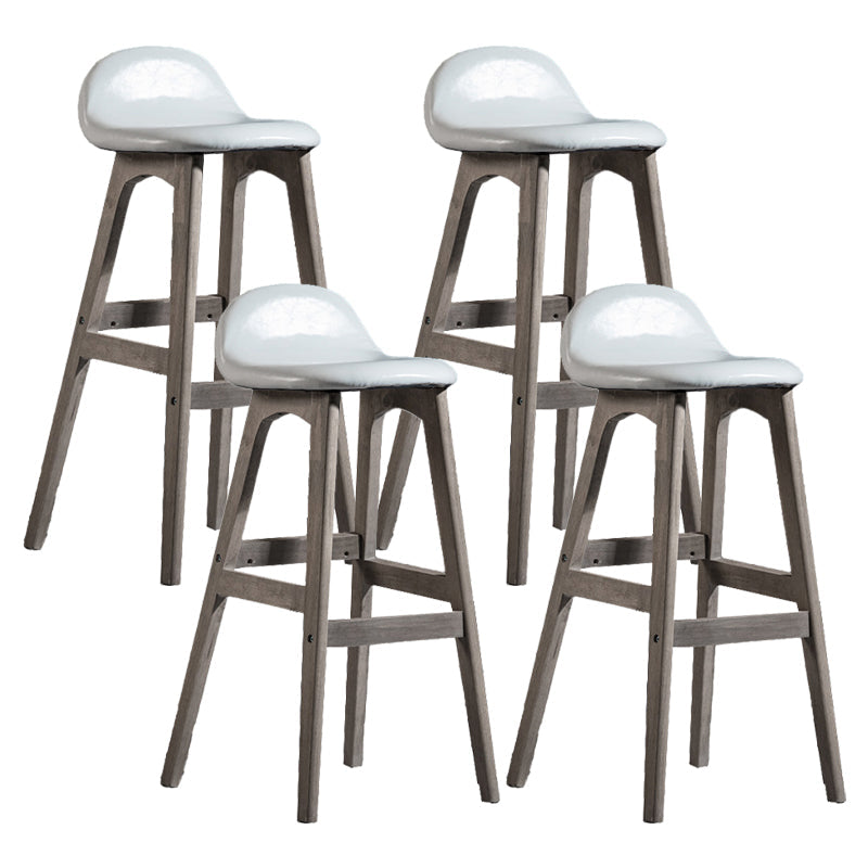 Contemporary 29-inch Upholstered Barstool Rubberwood Footrest Home Stool White Gray 4 Piece Set Clearhalo 'Bar Furniture' 'Bar Stools' 'bar_stools' 'furn' 'furn_bar_stools' 'Furniture' 'furniture_bar_stools' 'Kitchen & Dining Furniture' 4829966