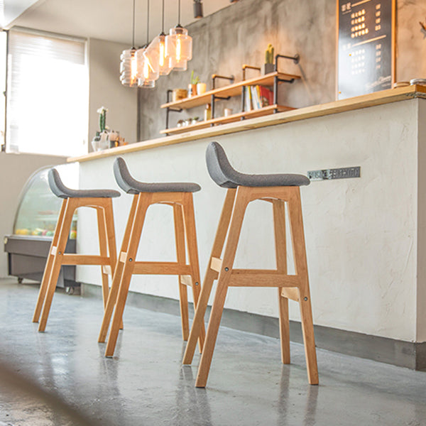 Contemporary 29-inch Upholstered Barstool Rubberwood Footrest Home Stool Clearhalo 'Bar Furniture' 'Bar Stools' 'bar_stools' 'furn' 'furn_bar_stools' 'Furniture' 'furniture_bar_stools' 'Kitchen & Dining Furniture' 4829970