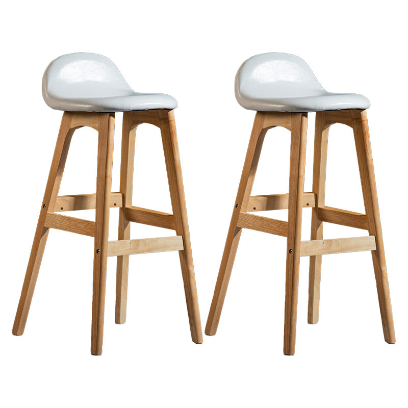 Contemporary 29-inch Upholstered Barstool Rubberwood Footrest Home Stool White Natural 2 Piece Set Clearhalo 'Bar Furniture' 'Bar Stools' 'bar_stools' 'furn' 'furn_bar_stools' 'Furniture' 'furniture_bar_stools' 'Kitchen & Dining Furniture' 4829971