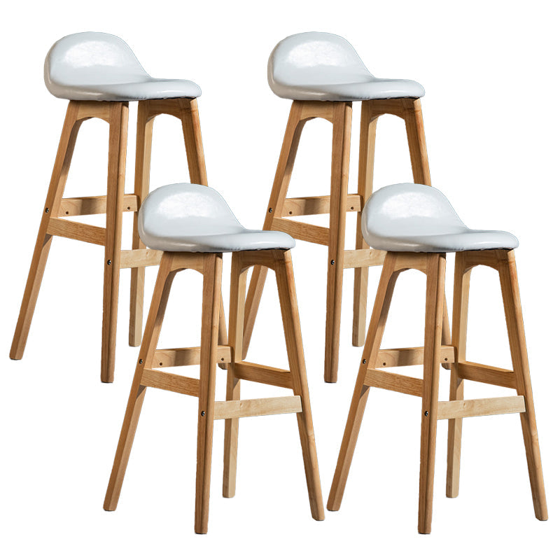 Contemporary 29-inch Upholstered Barstool Rubberwood Footrest Home Stool White Natural 4 Piece Set Clearhalo 'Bar Furniture' 'Bar Stools' 'bar_stools' 'furn' 'furn_bar_stools' 'Furniture' 'furniture_bar_stools' 'Kitchen & Dining Furniture' 4829973