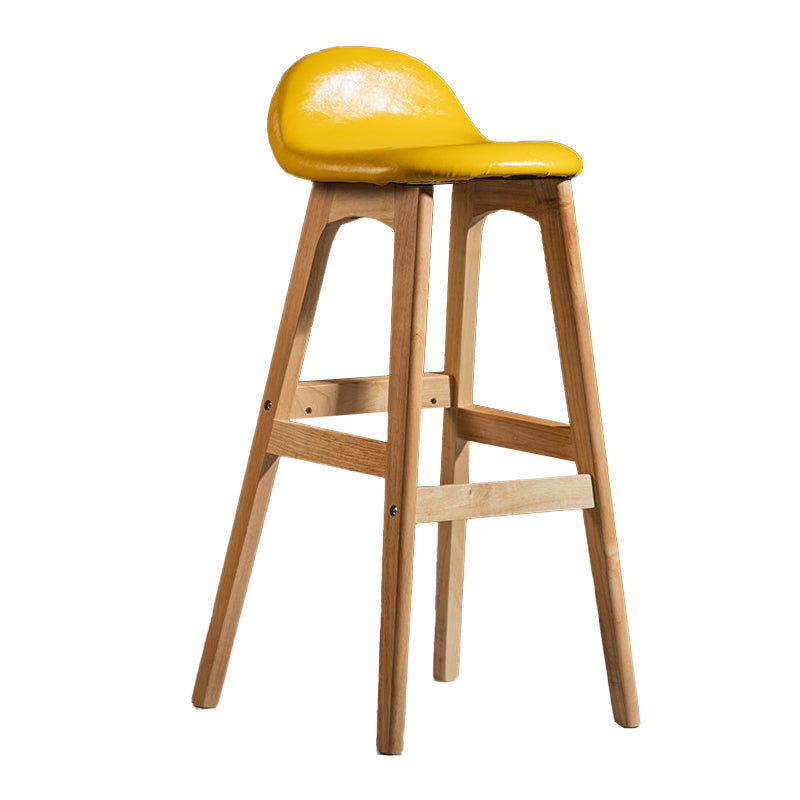 Contemporary 29-inch Upholstered Barstool Rubberwood Footrest Home Stool Yellow Natural 1 Piece Clearhalo 'Bar Furniture' 'Bar Stools' 'bar_stools' 'furn' 'furn_bar_stools' 'Furniture' 'furniture_bar_stools' 'Kitchen & Dining Furniture' 4829974