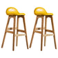 Contemporary 29-inch Upholstered Barstool Rubberwood Footrest Home Stool Yellow Natural 2 Piece Set Clearhalo 'Bar Furniture' 'Bar Stools' 'bar_stools' 'furn' 'furn_bar_stools' 'Furniture' 'furniture_bar_stools' 'Kitchen & Dining Furniture' 4829975