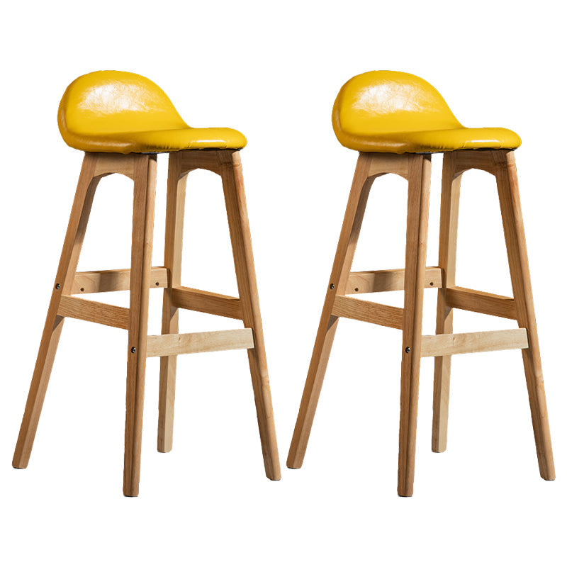 Contemporary 29-inch Upholstered Barstool Rubberwood Footrest Home Stool Yellow Natural 2 Piece Set Clearhalo 'Bar Furniture' 'Bar Stools' 'bar_stools' 'furn' 'furn_bar_stools' 'Furniture' 'furniture_bar_stools' 'Kitchen & Dining Furniture' 4829975