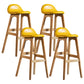Contemporary 29-inch Upholstered Barstool Rubberwood Footrest Home Stool Yellow Natural 4 Piece Set Clearhalo 'Bar Furniture' 'Bar Stools' 'bar_stools' 'furn' 'furn_bar_stools' 'Furniture' 'furniture_bar_stools' 'Kitchen & Dining Furniture' 4829976