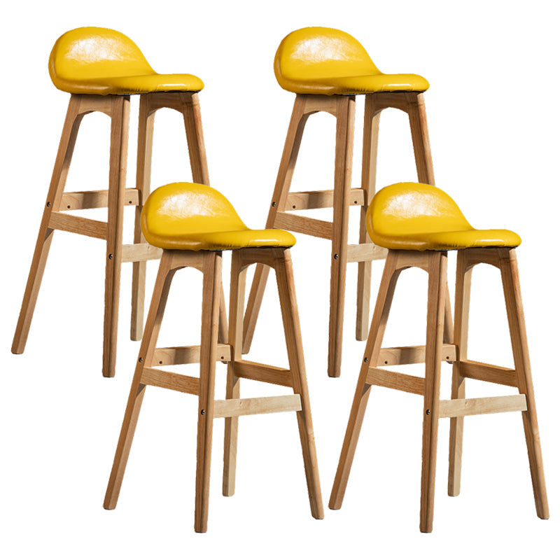 Contemporary 29-inch Upholstered Barstool Rubberwood Footrest Home Stool Yellow Natural 4 Piece Set Clearhalo 'Bar Furniture' 'Bar Stools' 'bar_stools' 'furn' 'furn_bar_stools' 'Furniture' 'furniture_bar_stools' 'Kitchen & Dining Furniture' 4829976