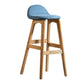 Contemporary 29-inch Upholstered Barstool Rubberwood Footrest Home Stool Blue Natural 1 Piece Clearhalo 'Bar Furniture' 'Bar Stools' 'bar_stools' 'furn' 'furn_bar_stools' 'Furniture' 'furniture_bar_stools' 'Kitchen & Dining Furniture' 4829977
