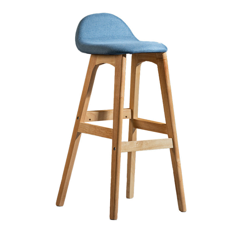 Contemporary 29-inch Upholstered Barstool Rubberwood Footrest Home Stool Blue Natural 1 Piece Clearhalo 'Bar Furniture' 'Bar Stools' 'bar_stools' 'furn' 'furn_bar_stools' 'Furniture' 'furniture_bar_stools' 'Kitchen & Dining Furniture' 4829977