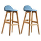 Contemporary 29-inch Upholstered Barstool Rubberwood Footrest Home Stool Blue Natural 2 Piece Set Clearhalo 'Bar Furniture' 'Bar Stools' 'bar_stools' 'furn' 'furn_bar_stools' 'Furniture' 'furniture_bar_stools' 'Kitchen & Dining Furniture' 4829978