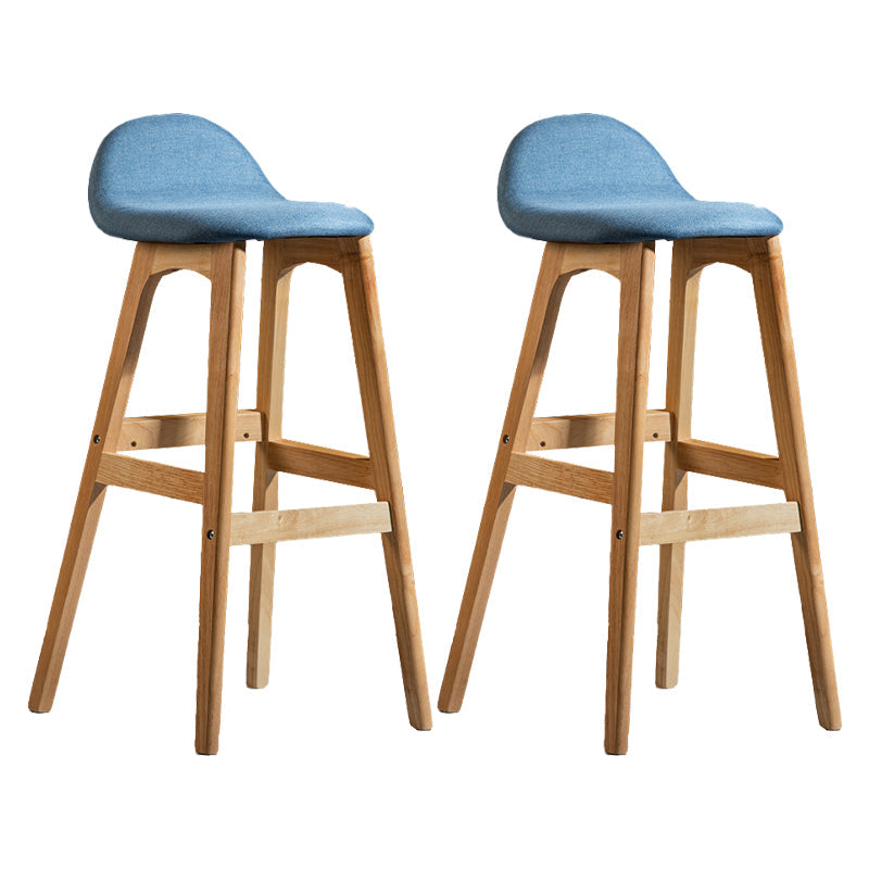 Contemporary 29-inch Upholstered Barstool Rubberwood Footrest Home Stool Blue Natural 2 Piece Set Clearhalo 'Bar Furniture' 'Bar Stools' 'bar_stools' 'furn' 'furn_bar_stools' 'Furniture' 'furniture_bar_stools' 'Kitchen & Dining Furniture' 4829978