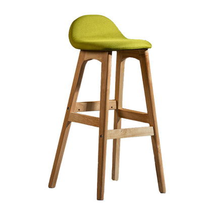 Contemporary 29-inch Upholstered Barstool Rubberwood Footrest Home Stool Green Natural 1 Piece Clearhalo 'Bar Furniture' 'Bar Stools' 'bar_stools' 'furn' 'furn_bar_stools' 'Furniture' 'furniture_bar_stools' 'Kitchen & Dining Furniture' 4829980