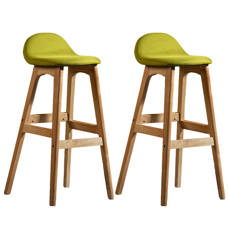 Contemporary 29-inch Upholstered Barstool Rubberwood Footrest Home Stool Green Natural 2 Piece Set Clearhalo 'Bar Furniture' 'Bar Stools' 'bar_stools' 'furn' 'furn_bar_stools' 'Furniture' 'furniture_bar_stools' 'Kitchen & Dining Furniture' 4829981