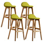 Contemporary 29-inch Upholstered Barstool Rubberwood Footrest Home Stool Green Natural 4 Piece Set Clearhalo 'Bar Furniture' 'Bar Stools' 'bar_stools' 'furn' 'furn_bar_stools' 'Furniture' 'furniture_bar_stools' 'Kitchen & Dining Furniture' 4829982