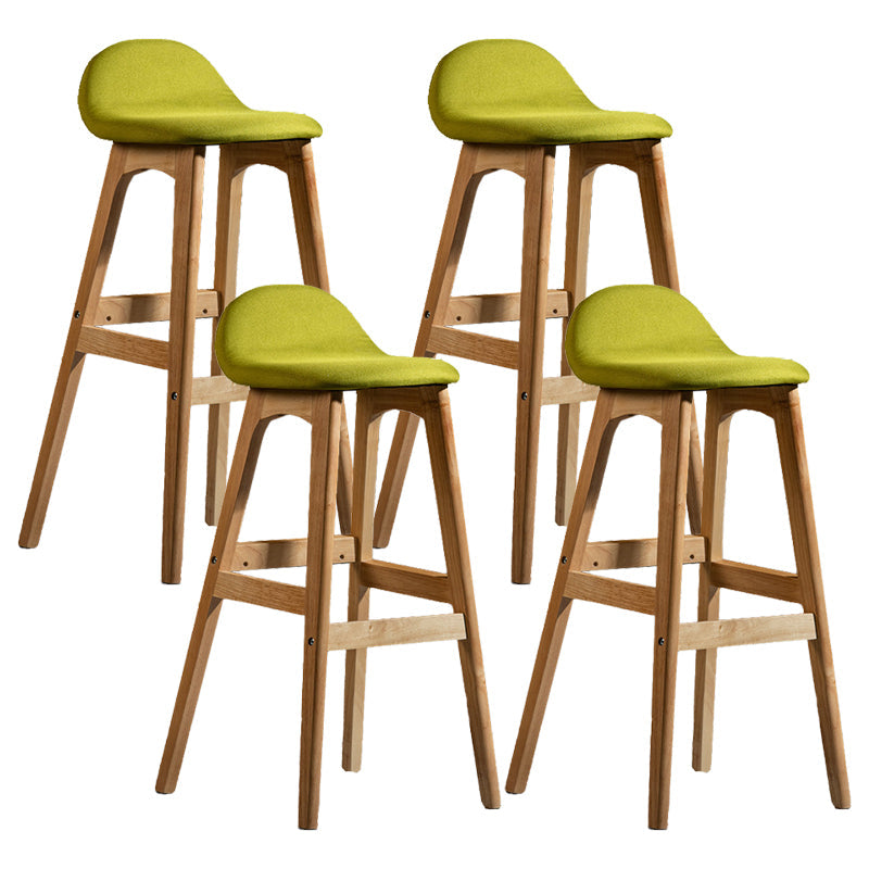 Contemporary 29-inch Upholstered Barstool Rubberwood Footrest Home Stool Green Natural 4 Piece Set Clearhalo 'Bar Furniture' 'Bar Stools' 'bar_stools' 'furn' 'furn_bar_stools' 'Furniture' 'furniture_bar_stools' 'Kitchen & Dining Furniture' 4829982