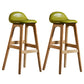 Contemporary 29-inch Upholstered Barstool Rubberwood Footrest Home Stool Light Green Natural 2 Piece Set Clearhalo 'Bar Furniture' 'Bar Stools' 'bar_stools' 'furn' 'furn_bar_stools' 'Furniture' 'furniture_bar_stools' 'Kitchen & Dining Furniture' 4829984