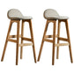 Contemporary 29-inch Upholstered Barstool Rubberwood Footrest Home Stool Khaki Natural 2 Piece Set Clearhalo 'Bar Furniture' 'Bar Stools' 'bar_stools' 'furn' 'furn_bar_stools' 'Furniture' 'furniture_bar_stools' 'Kitchen & Dining Furniture' 4829987