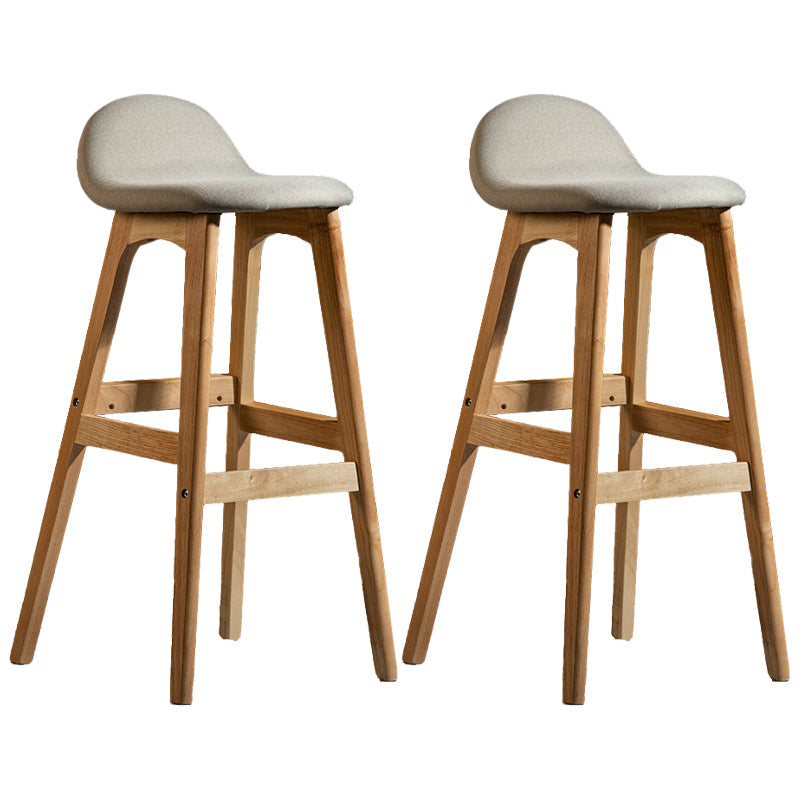 Contemporary 29-inch Upholstered Barstool Rubberwood Footrest Home Stool Khaki Natural 2 Piece Set Clearhalo 'Bar Furniture' 'Bar Stools' 'bar_stools' 'furn' 'furn_bar_stools' 'Furniture' 'furniture_bar_stools' 'Kitchen & Dining Furniture' 4829987