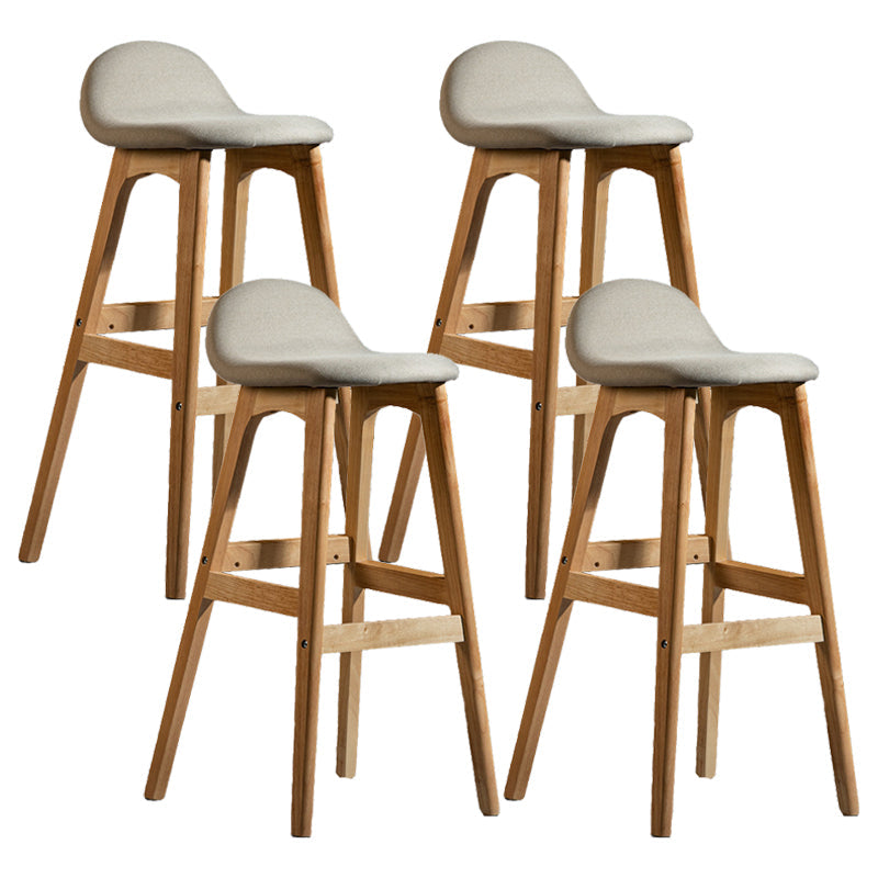 Contemporary 29-inch Upholstered Barstool Rubberwood Footrest Home Stool Khaki Natural 4 Piece Set Clearhalo 'Bar Furniture' 'Bar Stools' 'bar_stools' 'furn' 'furn_bar_stools' 'Furniture' 'furniture_bar_stools' 'Kitchen & Dining Furniture' 4829988