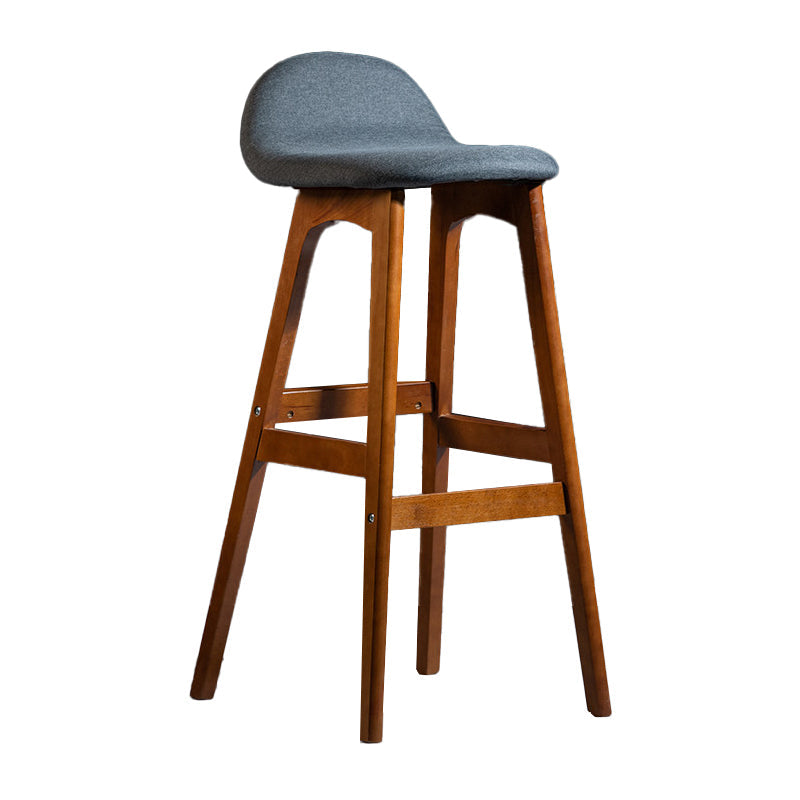 Contemporary 29-inch Upholstered Barstool Rubberwood Footrest Home Stool Smoke Gray Brown 1 Piece Clearhalo 'Bar Furniture' 'Bar Stools' 'bar_stools' 'furn' 'furn_bar_stools' 'Furniture' 'furniture_bar_stools' 'Kitchen & Dining Furniture' 4829989
