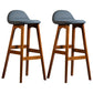 Contemporary 29-inch Upholstered Barstool Rubberwood Footrest Home Stool Smoke Gray Brown 2 Piece Set Clearhalo 'Bar Furniture' 'Bar Stools' 'bar_stools' 'furn' 'furn_bar_stools' 'Furniture' 'furniture_bar_stools' 'Kitchen & Dining Furniture' 4829990