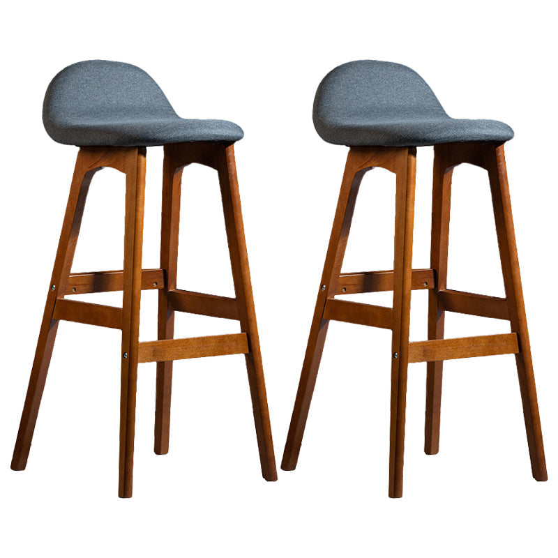 Contemporary 29-inch Upholstered Barstool Rubberwood Footrest Home Stool Smoke Gray Brown 2 Piece Set Clearhalo 'Bar Furniture' 'Bar Stools' 'bar_stools' 'furn' 'furn_bar_stools' 'Furniture' 'furniture_bar_stools' 'Kitchen & Dining Furniture' 4829990