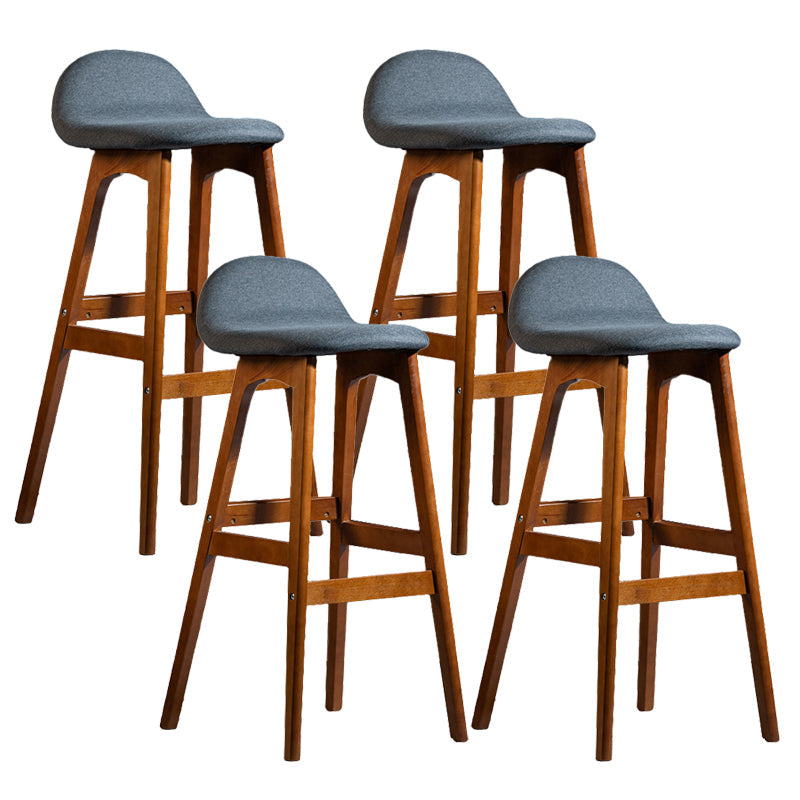 Contemporary 29-inch Upholstered Barstool Rubberwood Footrest Home Stool Smoke Gray Brown 4 Piece Set Clearhalo 'Bar Furniture' 'Bar Stools' 'bar_stools' 'furn' 'furn_bar_stools' 'Furniture' 'furniture_bar_stools' 'Kitchen & Dining Furniture' 4829991