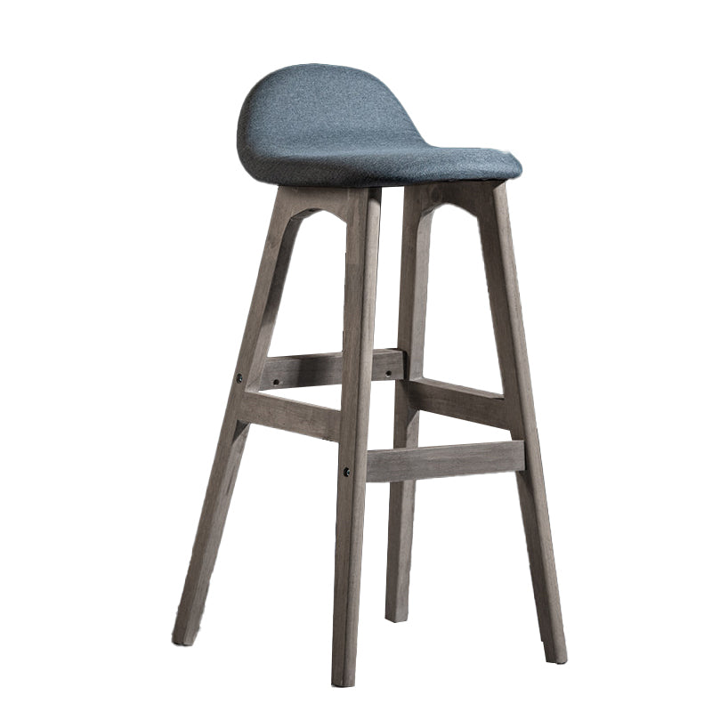 Contemporary 29-inch Upholstered Barstool Rubberwood Footrest Home Stool Smoke Gray Gray 1 Piece Clearhalo 'Bar Furniture' 'Bar Stools' 'bar_stools' 'furn' 'furn_bar_stools' 'Furniture' 'furniture_bar_stools' 'Kitchen & Dining Furniture' 4829992