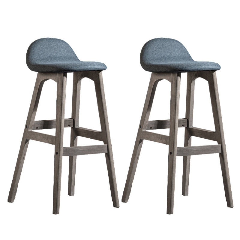 Contemporary 29-inch Upholstered Barstool Rubberwood Footrest Home Stool Smoke Gray Gray 2 Piece Set Clearhalo 'Bar Furniture' 'Bar Stools' 'bar_stools' 'furn' 'furn_bar_stools' 'Furniture' 'furniture_bar_stools' 'Kitchen & Dining Furniture' 4829993